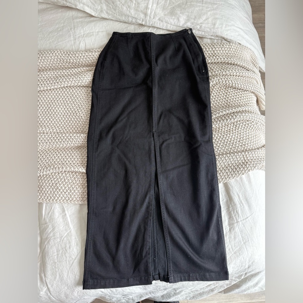 Oak + Fort Black Denim Maxi Skirt - 28